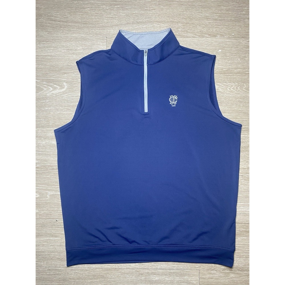 LARGE Peter Millar Galway Blue 1/4 Zip Golf Performance Dallas Country Club Vest